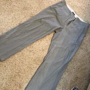 Navy and white stripe Lands’ End trousers